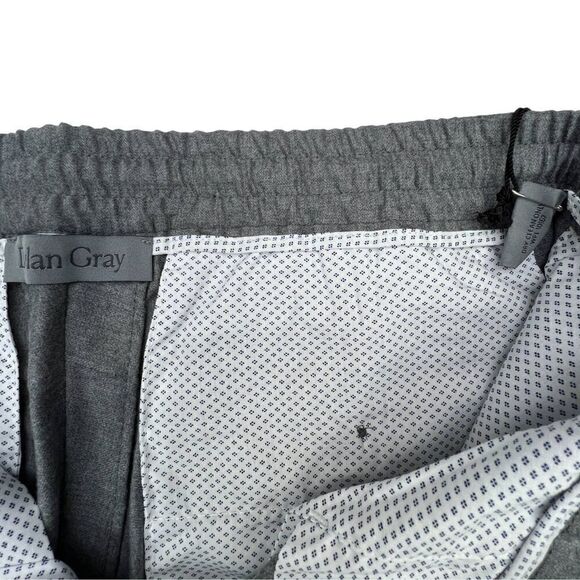 New Dylan Gray Men US 33 Grey Wool Pants Slim Fit Elastic Waistband Sweatpants - Picture 7 of 9